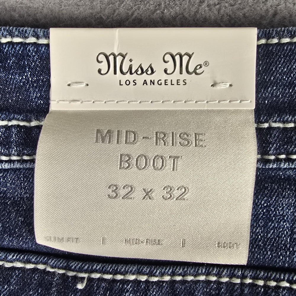 Miss Me Jeans Womens 32x32 Dark Wash Mid Rise Bootcut Embroidered Western NWT - Picture 6 of 15